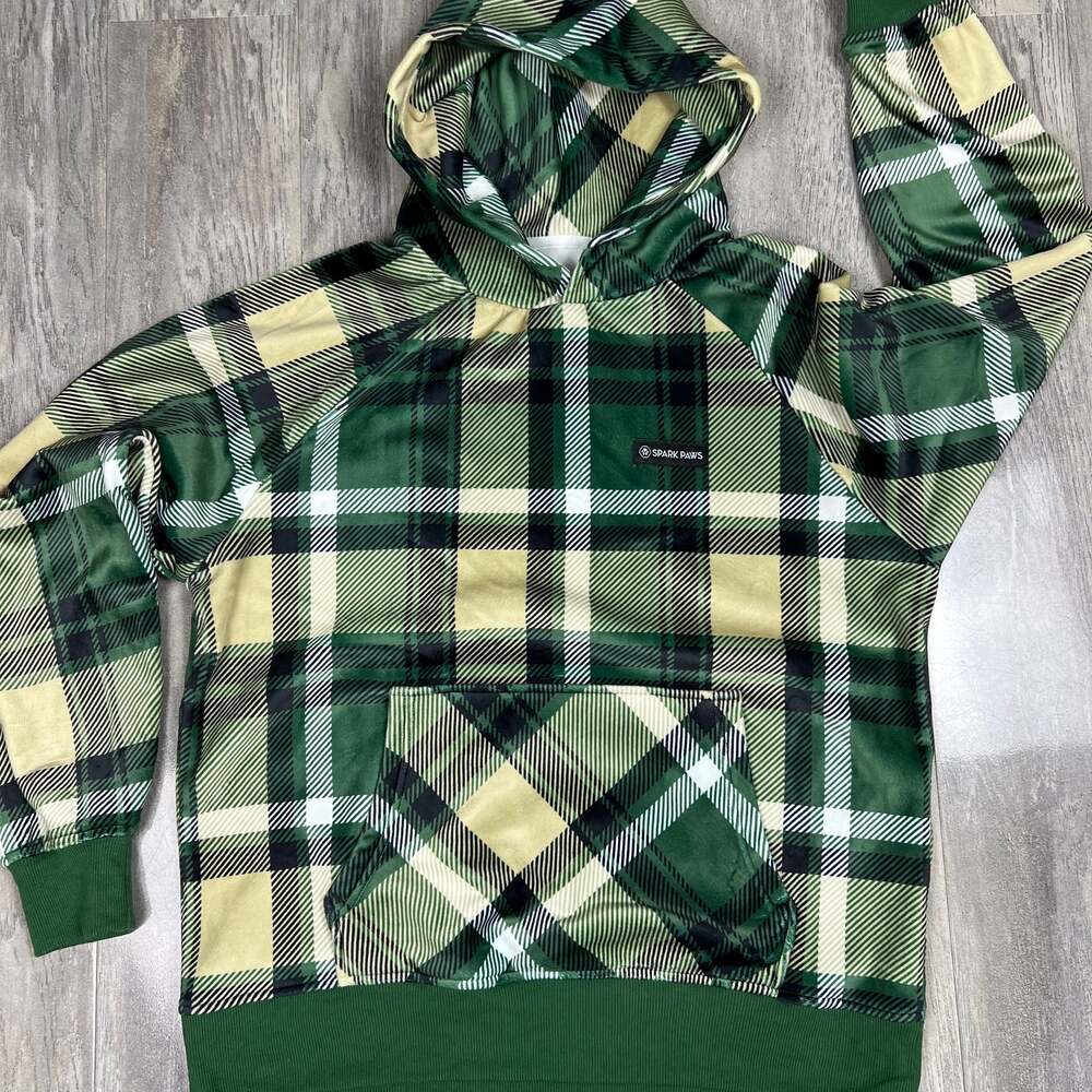 Spark Paws Green Plaid Human Hoodie